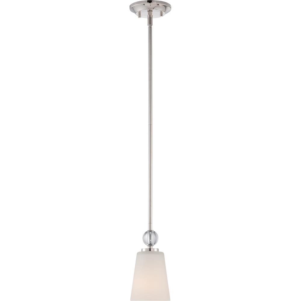 Nuvo Lighting 60/5498  Connie - 1 Light Mini Pendant with Satin White Glass in Polished Nickel Finish